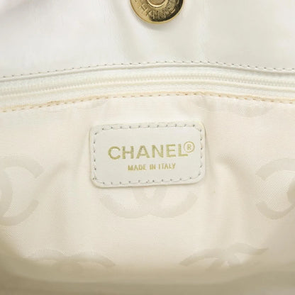 Chanel Surpique Tote Quilted Leather, White, Leather, Tote Bag