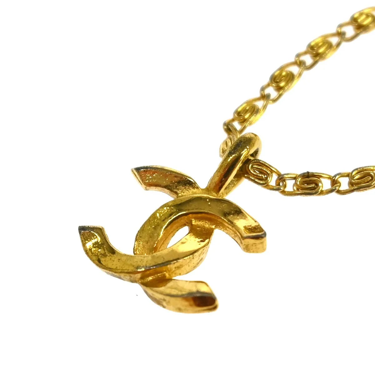 Chanel Vintage CC Pendant Metal with Crystals, Gold, Gold Plated, Necklace