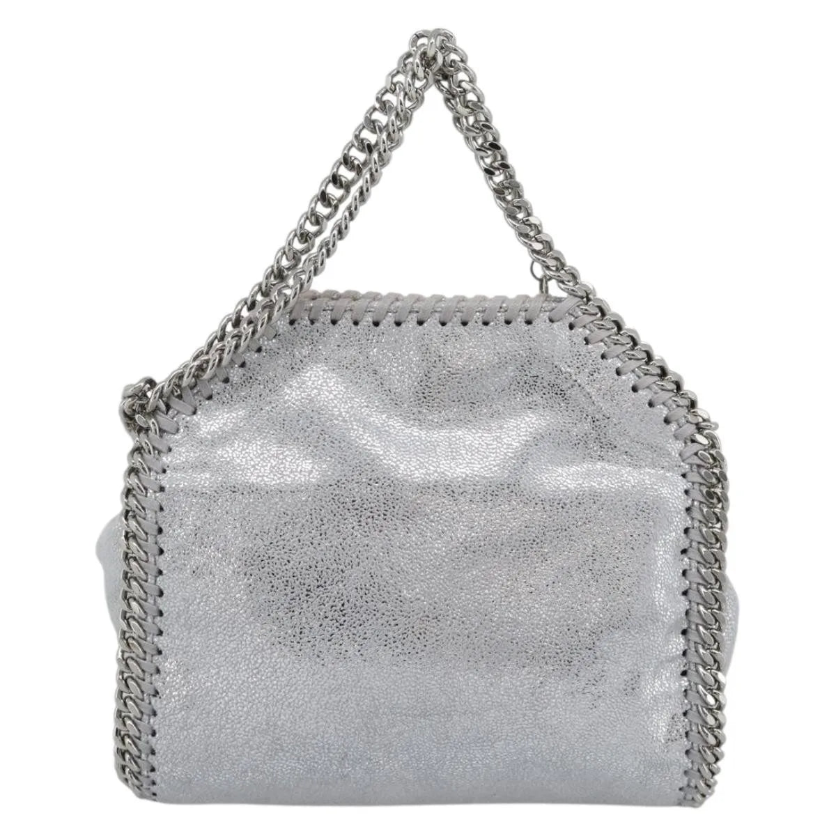 Stella McCartney Falabella Fold Over Faux Leather, Silver, Polyester, Shoulder Bag