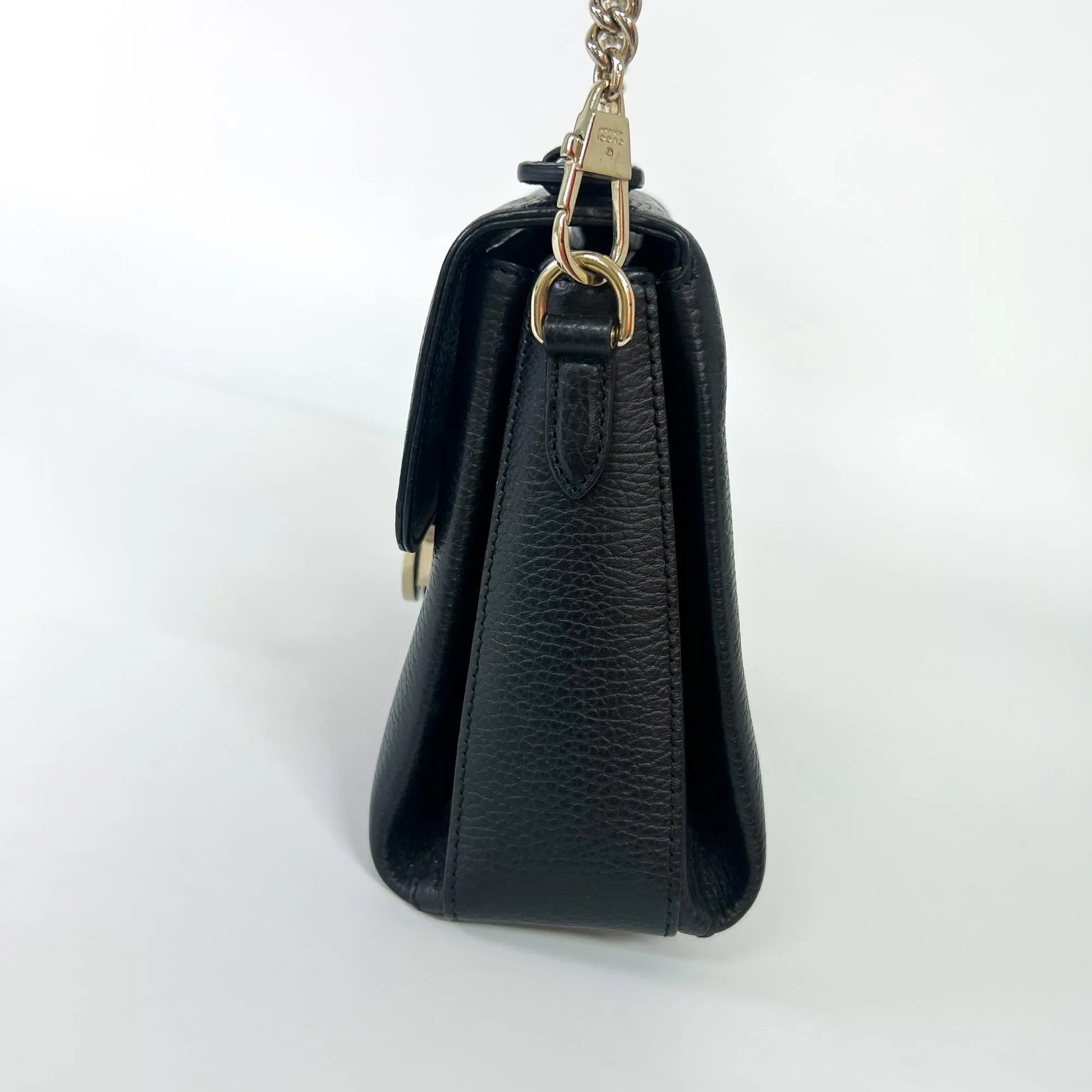 Gucci Interlocking Top Handle Leather, Black, Leather, Shoulder Bag