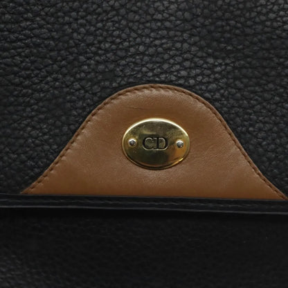 Christian Dior Vintage CD Flap Leather, Black, Leather, Shoulder Bag