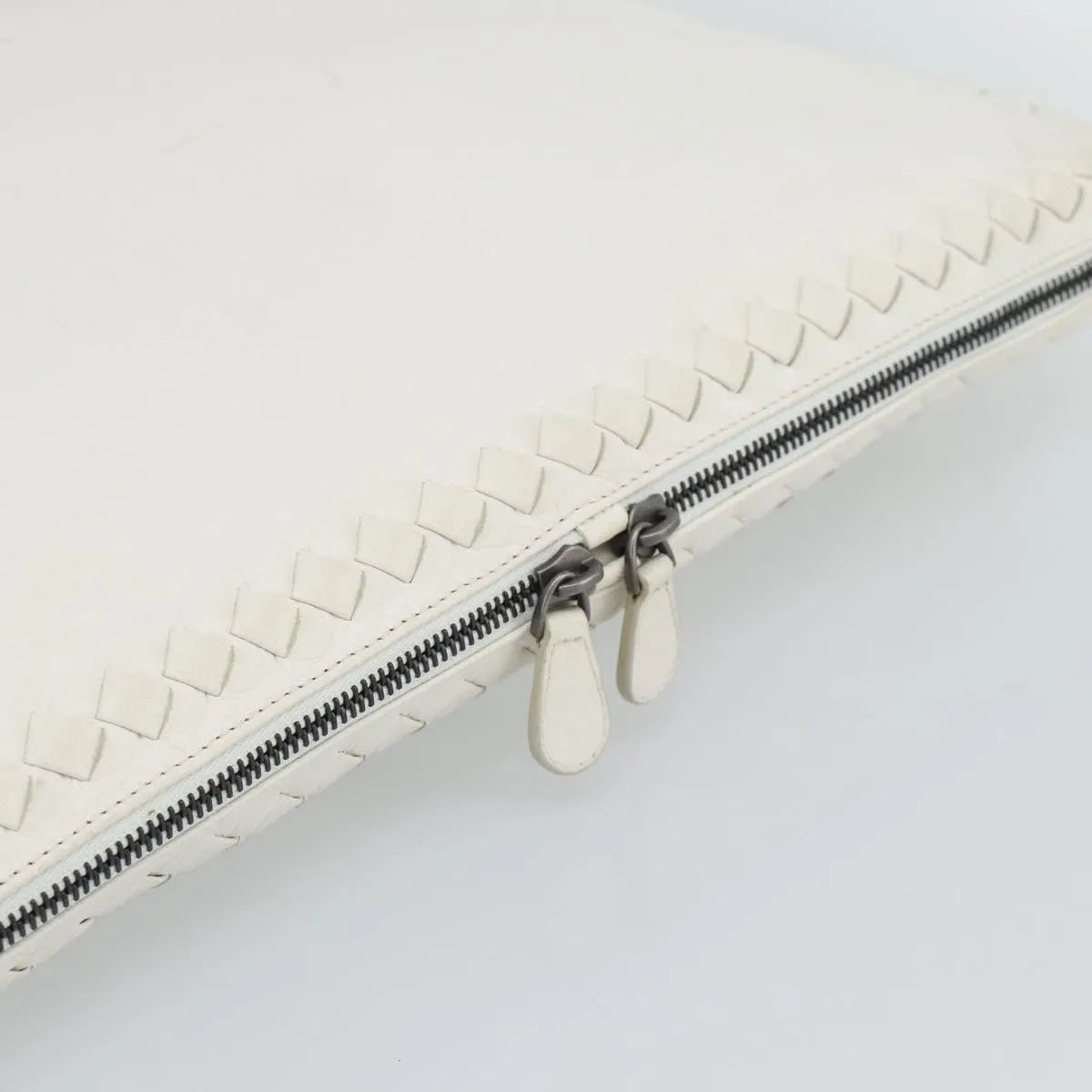 Bottega Veneta Belted Tote Intrecciato Nappa, White, Leather, Tote Bag