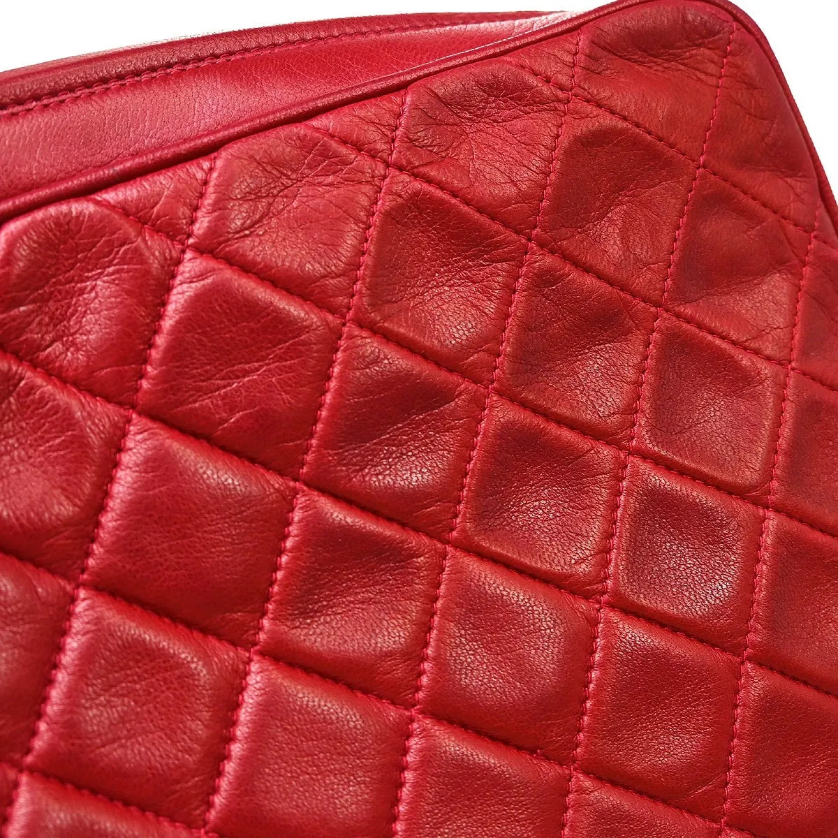 Chanel Vintage Front Pocket Camera Quilted Lambskin, Red, Leather, Shoulder Bag