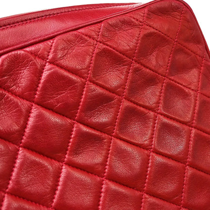 Chanel Vintage Front Pocket Camera Quilted Lambskin, Red, Leather, Shoulder Bag