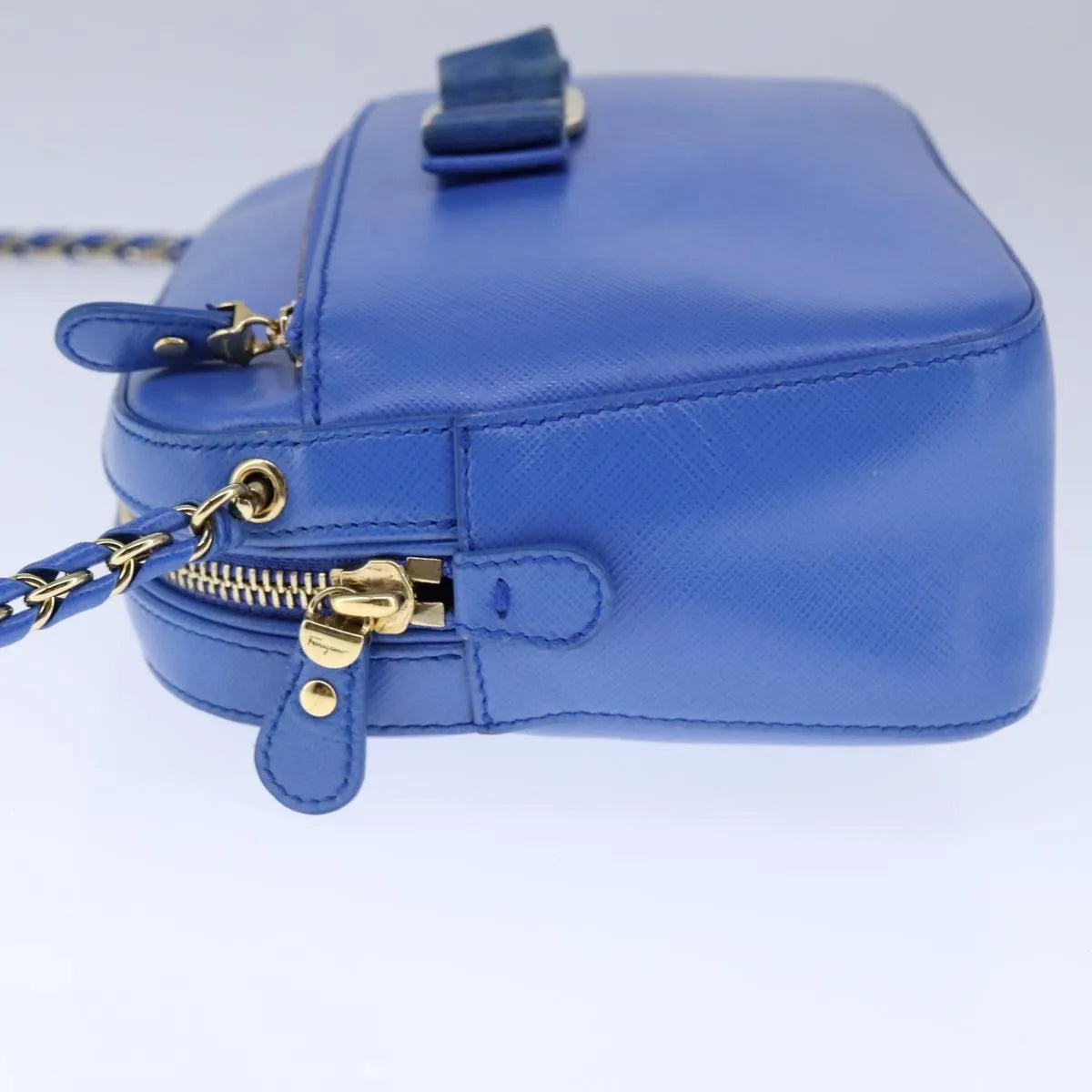 Salvatore Ferragamo Vala Leather, Blue, Leather, Shoulder Bag