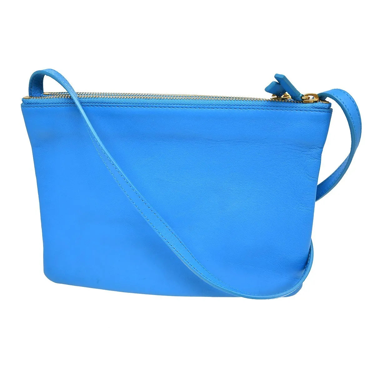 Celine Trio Leather, Blue, Leather, Shoulder Bag