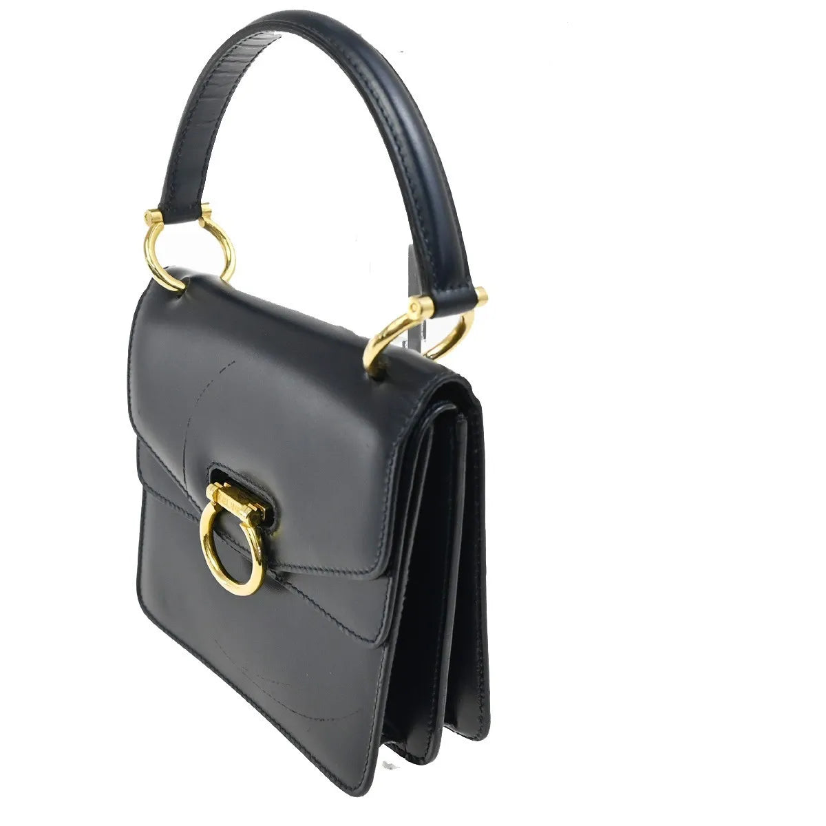 Celine Gancini Leather, Navy, Leather, Handbag