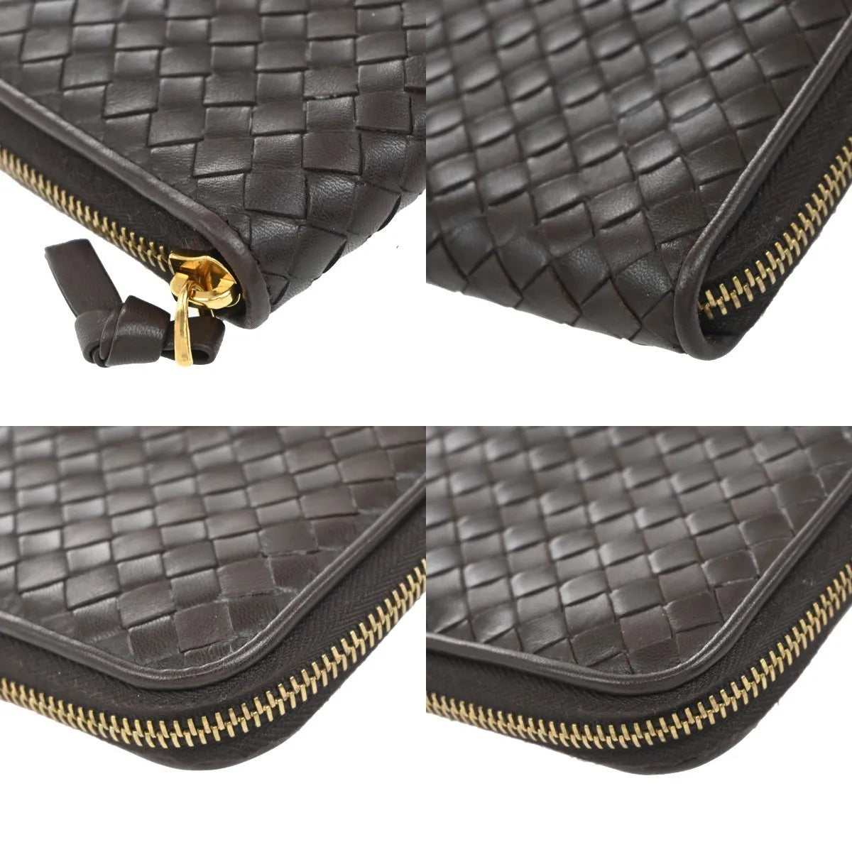 Bottega Veneta Intrecciato Long Zip Leather, Brown, Leather, Wallet