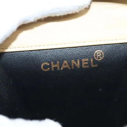 Chanel Vintage Button Waist Quilted Lambskin, Beige, Leather, Handbag