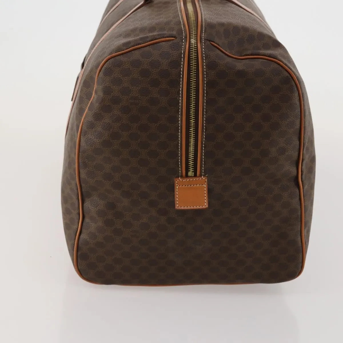 Celine Vintage Duffle Canvas and Leather, Brown, Canvas, Travel Bag