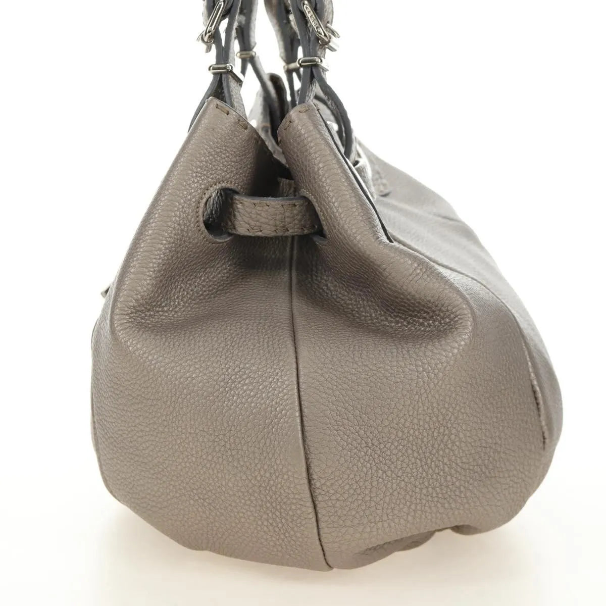 Fendi Selleria Pomodorino Leather, Gray, Leather, Tote Bag