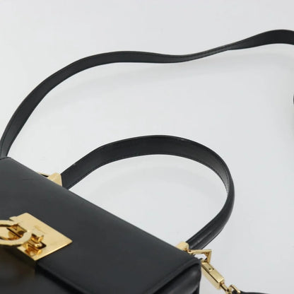 Salvatore Ferragamo Gancini Convertible Top Handle Leather, Black, Leather, Handbag