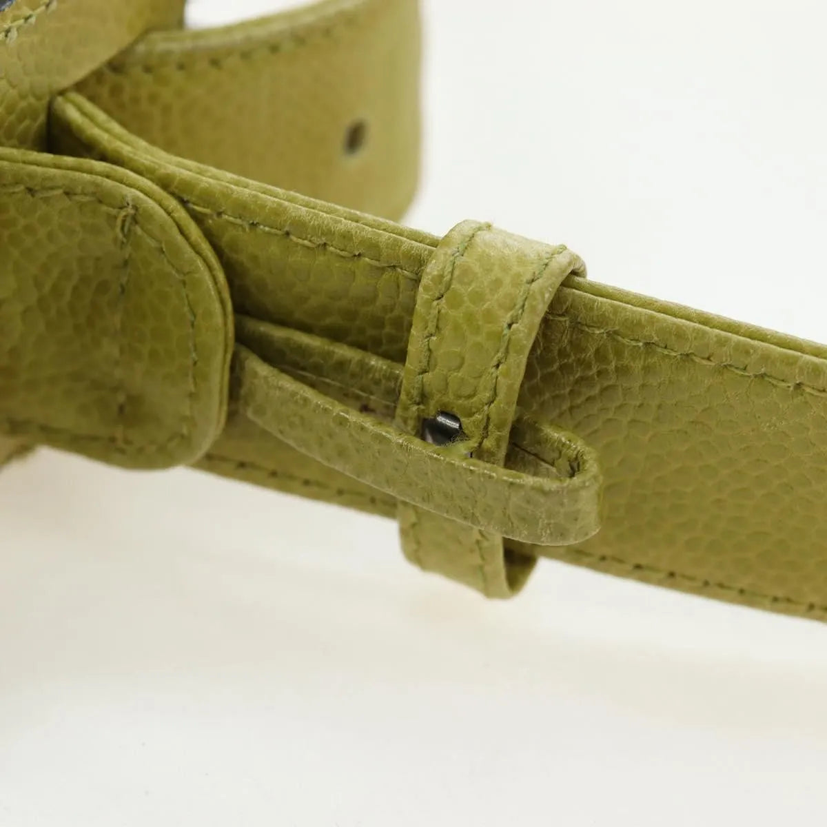 Chanel Vintage Zip Belt Quilted Caviar, Yellow, Leather, Shoulder Bag