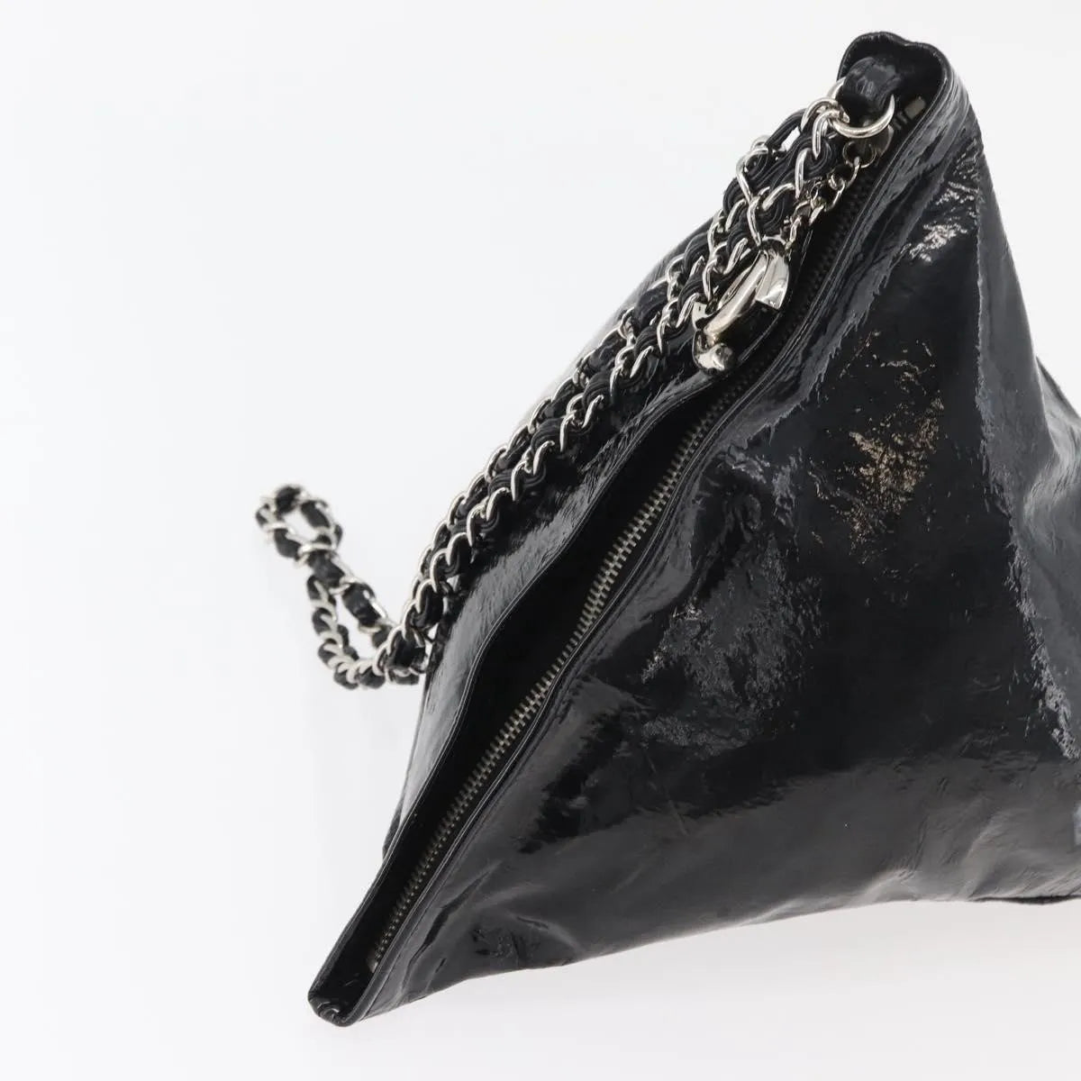 Chanel Bon Bon Pyramid Wristlet Patent, Black, Patent Leather, Shoulder Bag