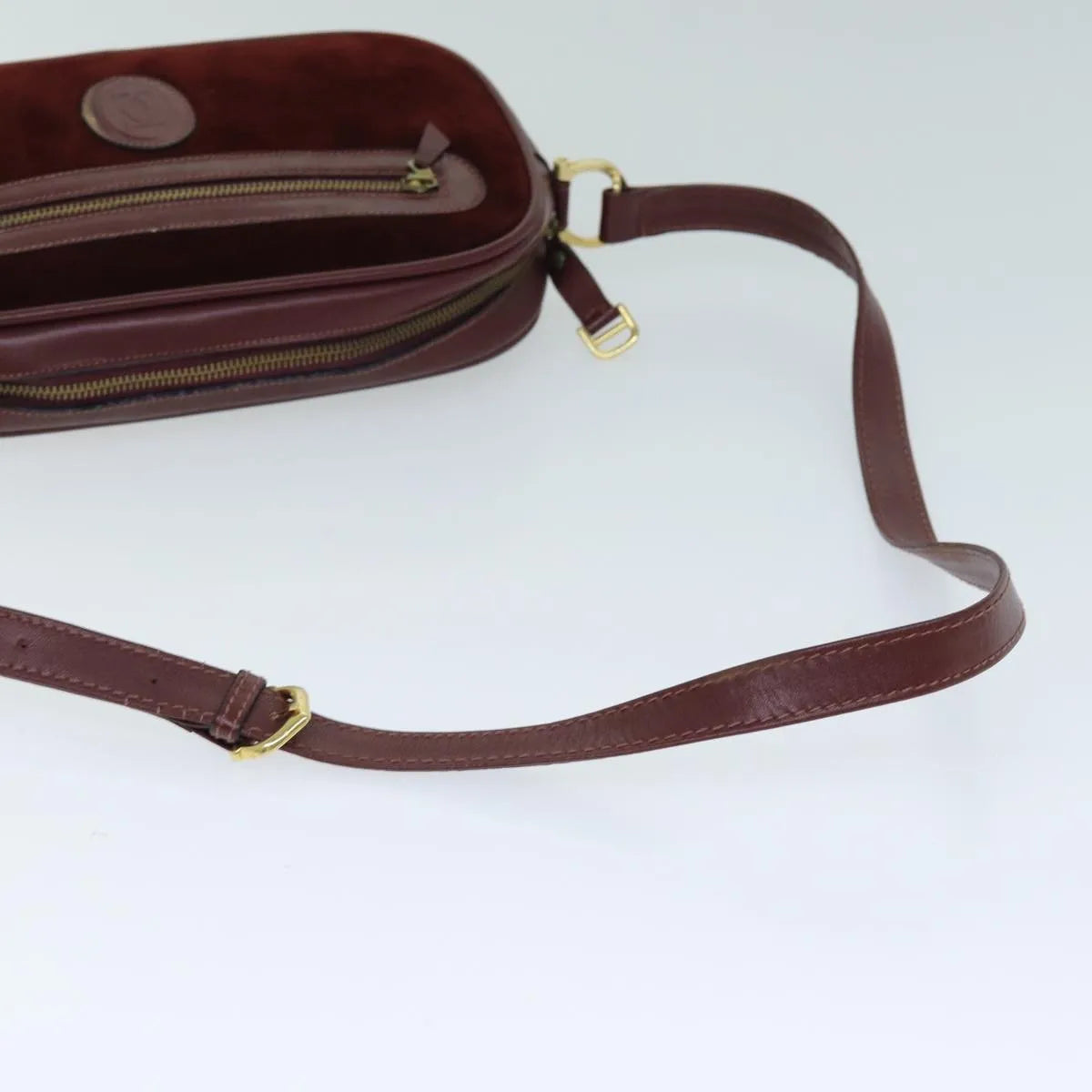cartier Vintage must de Cartier Suede, Burgundy, Suede, Shoulder Bag