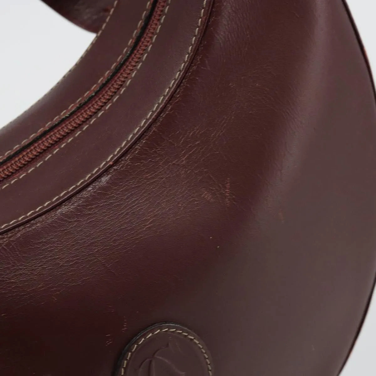 cartier Vintage must de Cartier Leather, Burgundy, Leather, Shoulder Bag