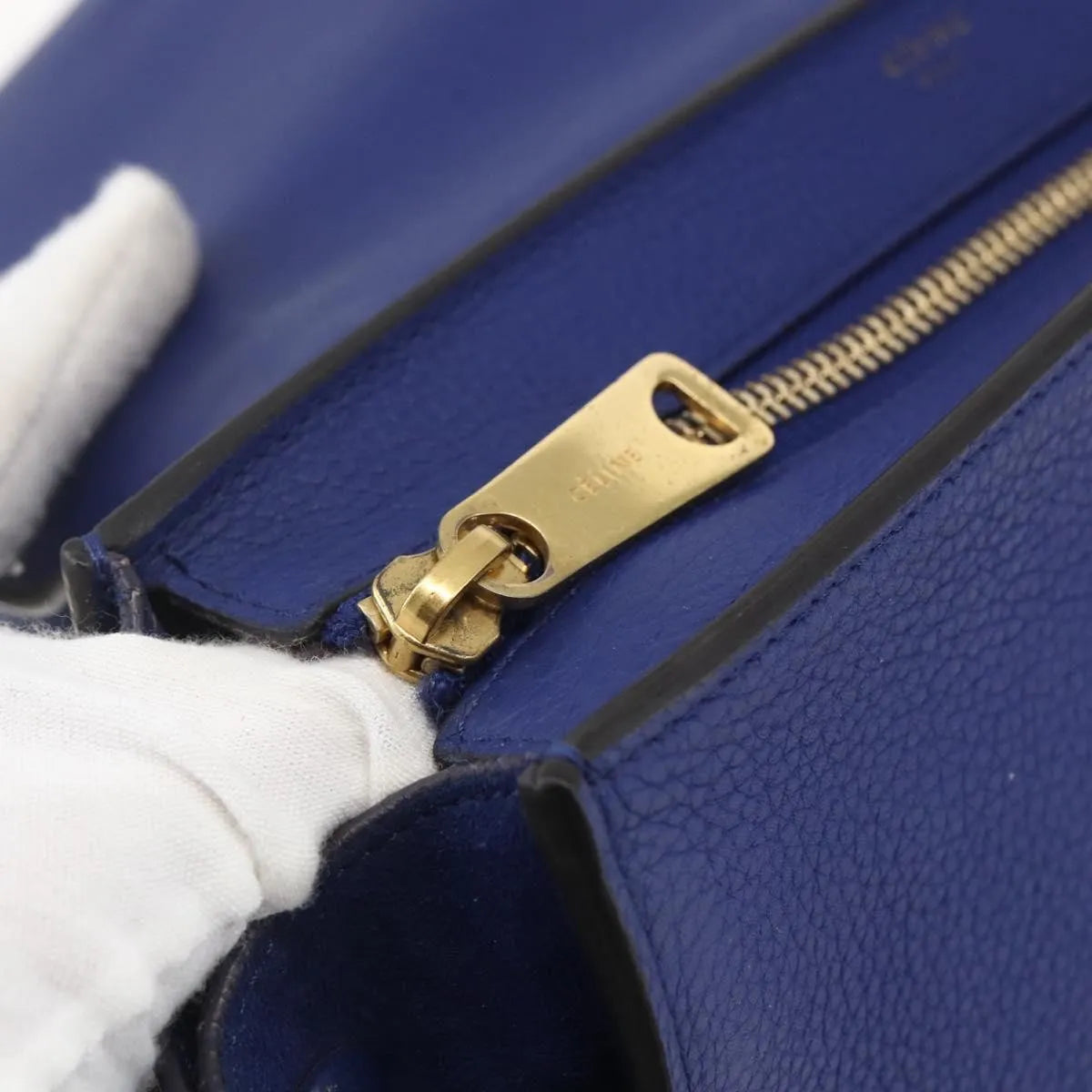Celine Trapeze Leather, Blue, Leather, Handbag