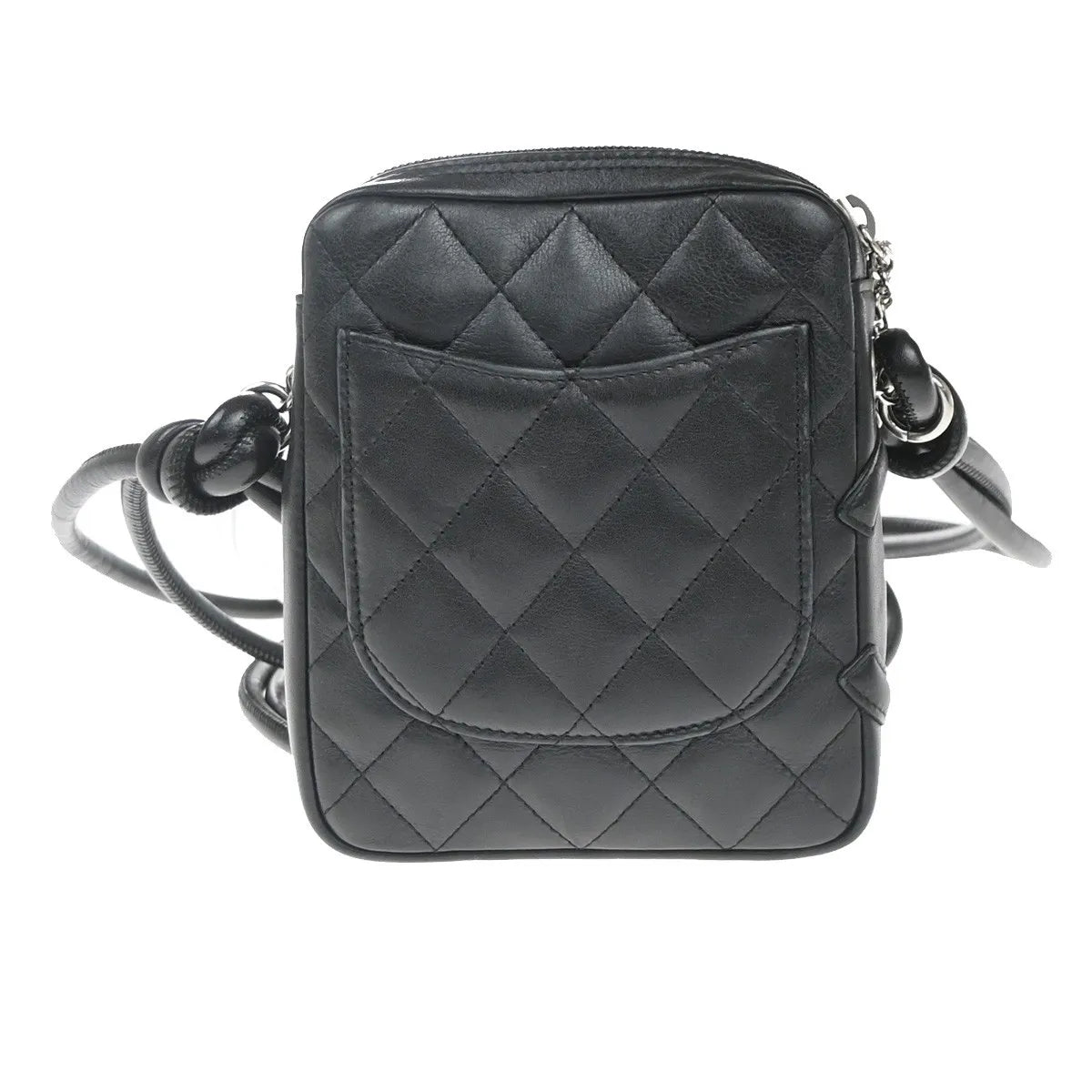 Chanel Cambon Pochette Quilted Leather, Black, Leather, Shoulder Bag