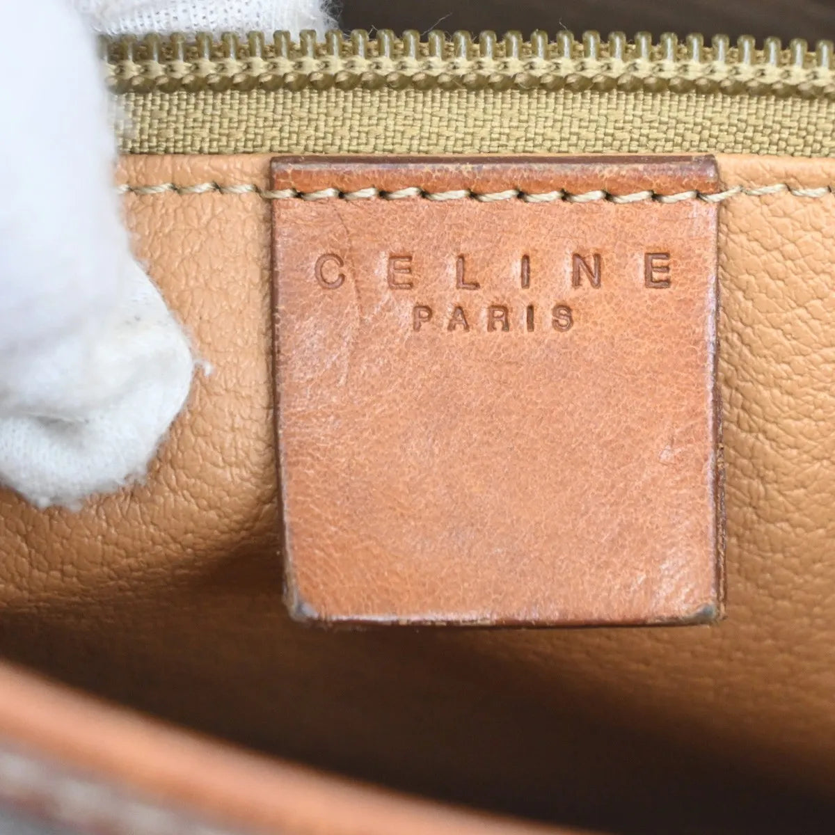 Celine Vintage Macadam Canvas and Leather, Brown, Canvas, Tote Bag