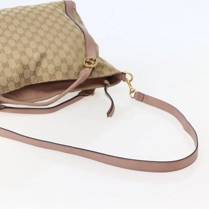 Gucci Vintage Interlocking G Canvas and Leather, Beige, Canvas, Handbag