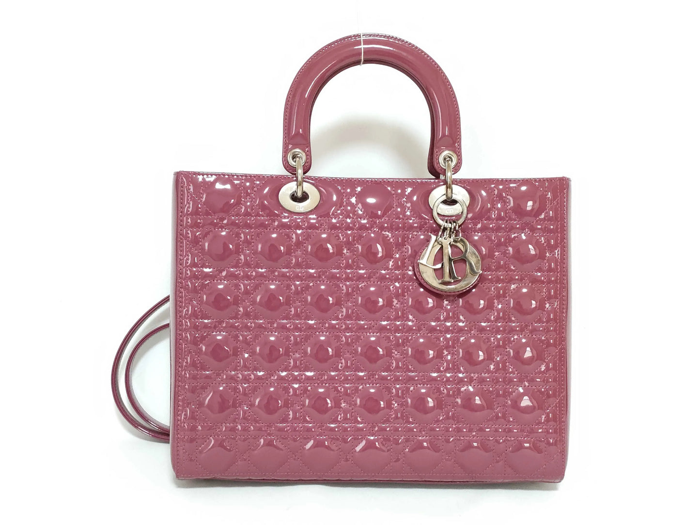 Christian Dior Lady Dior Patent, Purple, Patent Leather, Handbag