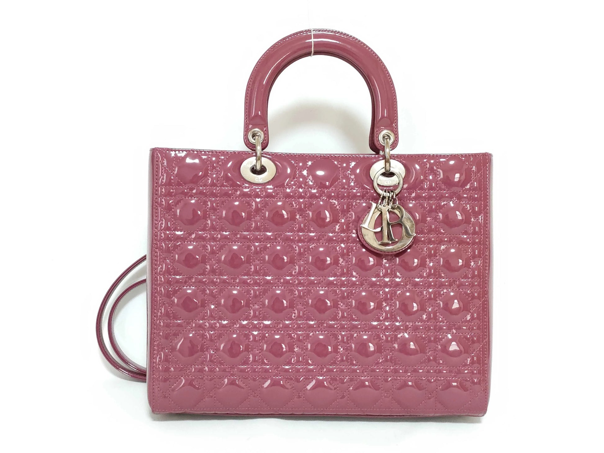 Christian Dior Lady Dior Patent, Purple, Patent Leather, Handbag