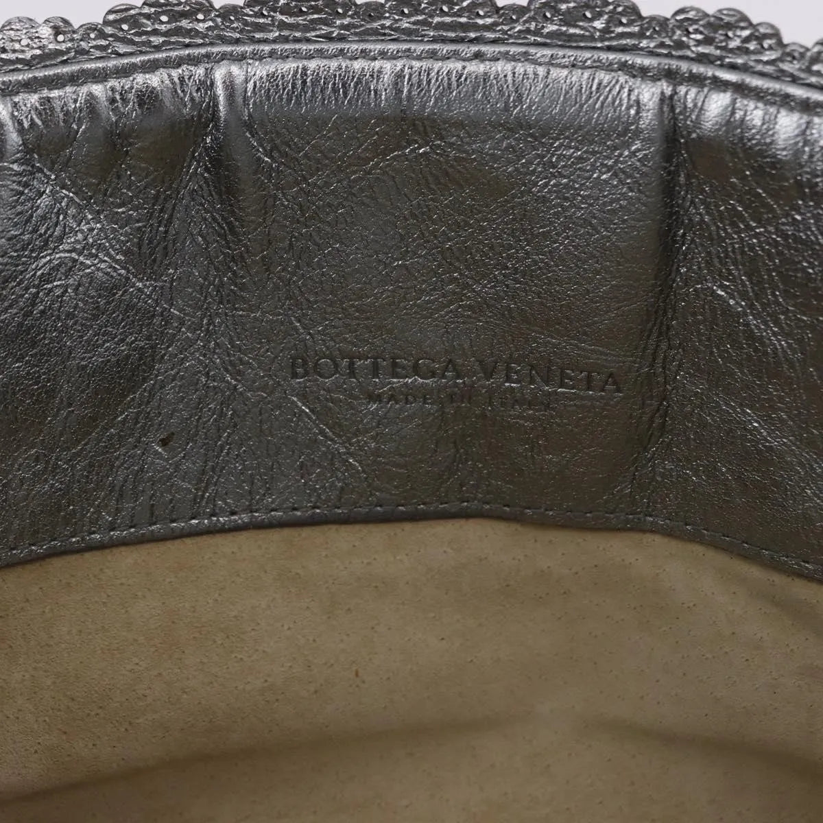 Bottega Veneta Intrecciato Shoulder Leather, Silver, Leather, Shoulder Bag