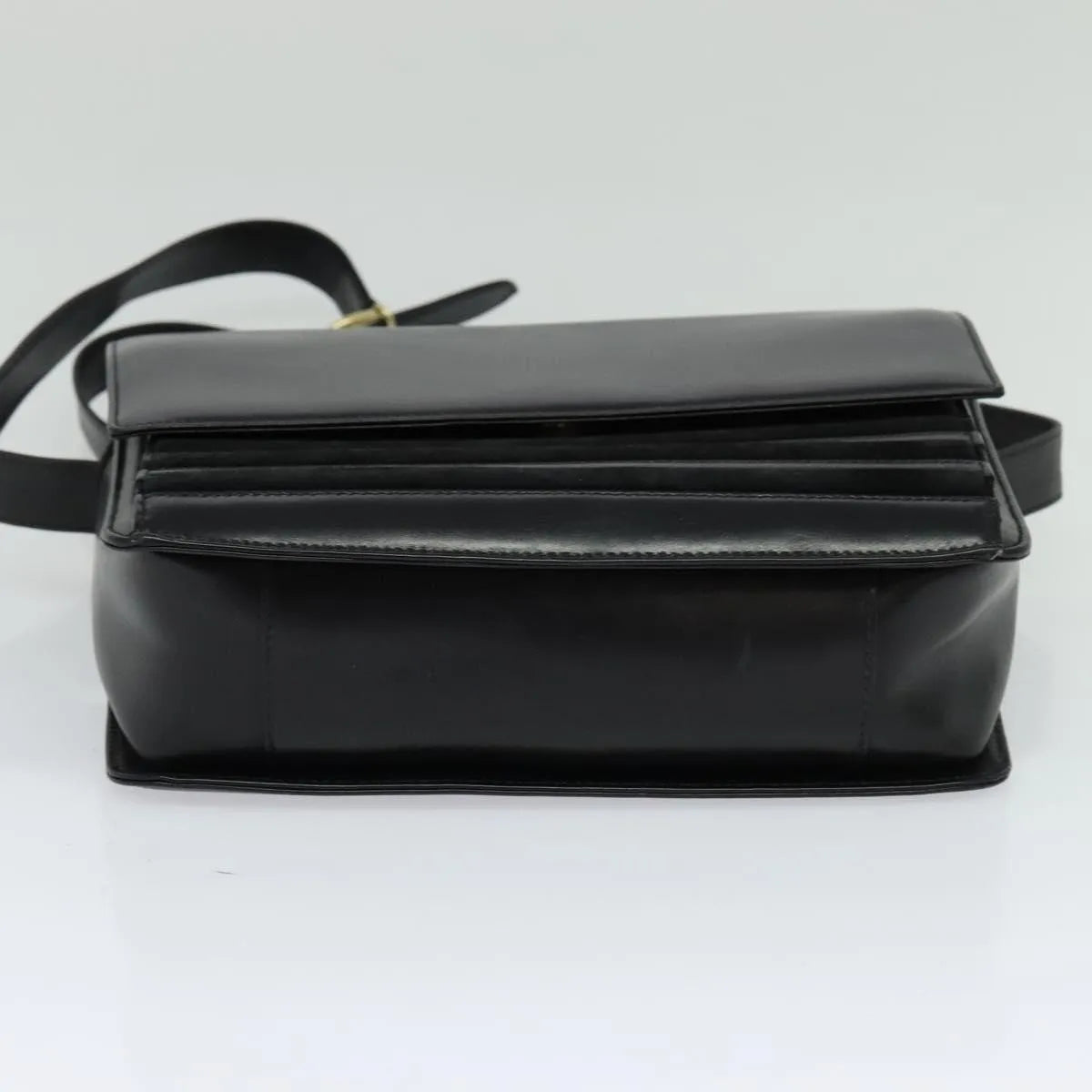 Gucci Vintage Flat Messenger Nylon and Leather, Black, Leather, Shoulder Bag