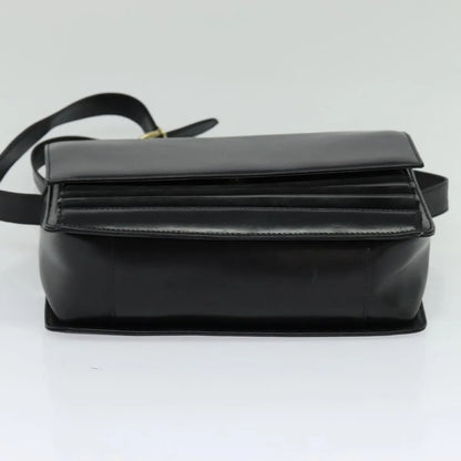 Gucci Vintage Flat Messenger Nylon and Leather, Black, Leather, Shoulder Bag