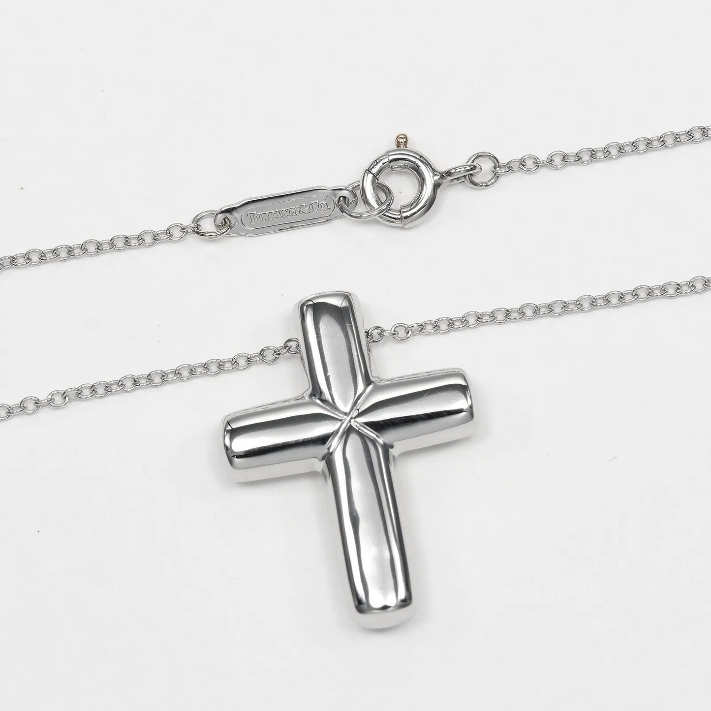 Tiffany & Co. Cross Pendant Platinum and Diamonds, Silver, Platinum, Necklace