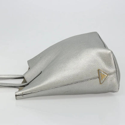 Prada Vintage Tote Leather, Silver, Leather, Tote Bag
