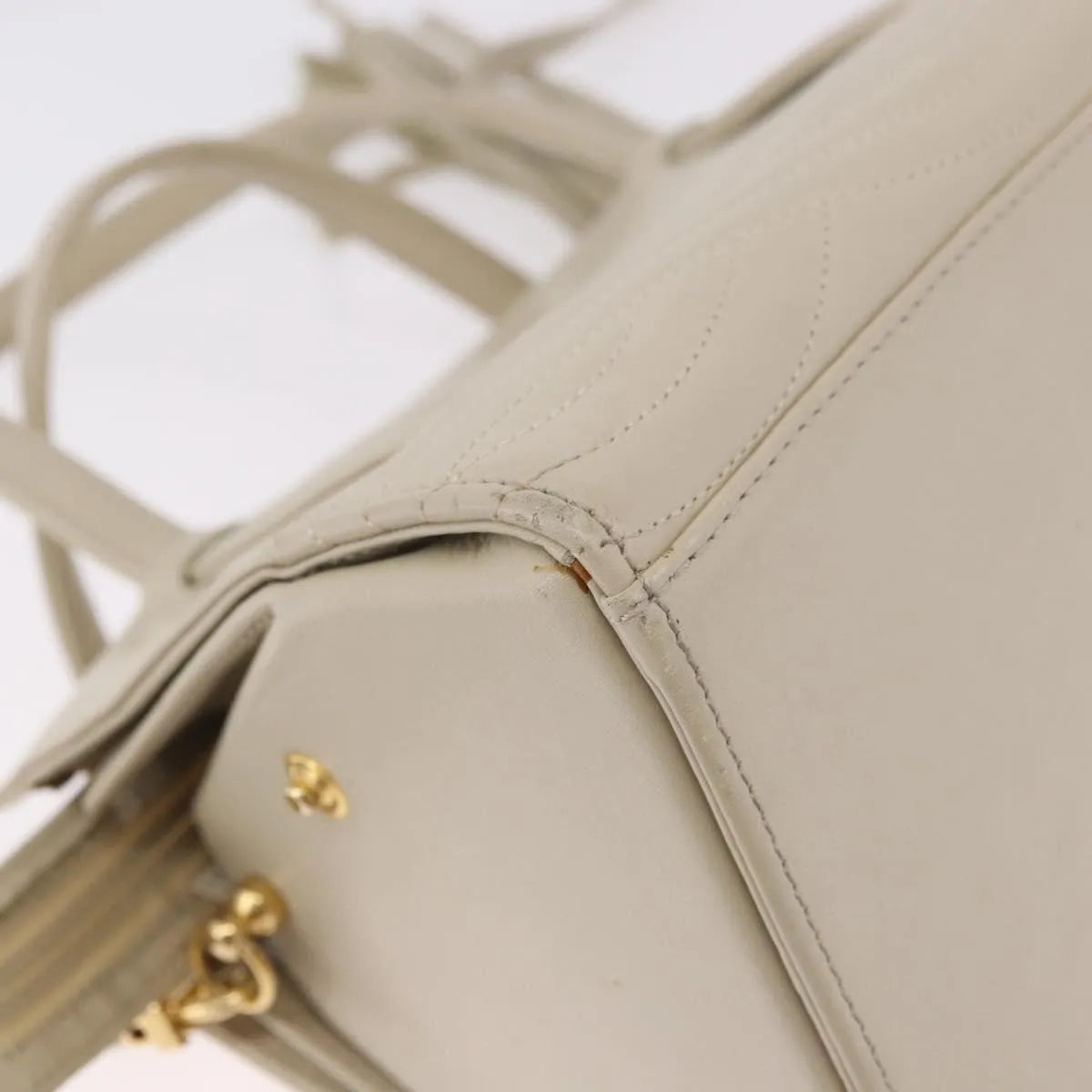 Fendi Vintage Handbag Leather, Beige, Leather, Handbag