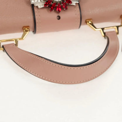 Miu Miu Madras Crystal Buckle Leather, Pink, Leather, Shoulder Bag