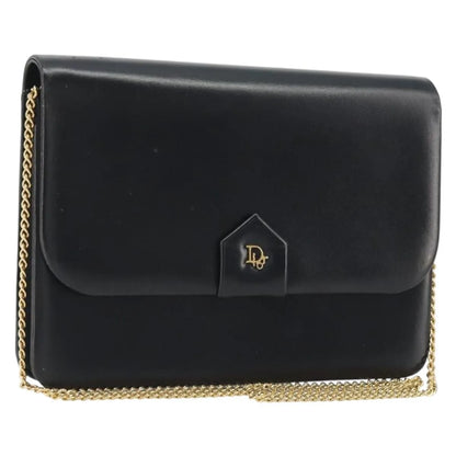 Christian Dior Vintage Clipper closure clutch with logo leather, Black, Leather, Crossbody Bag