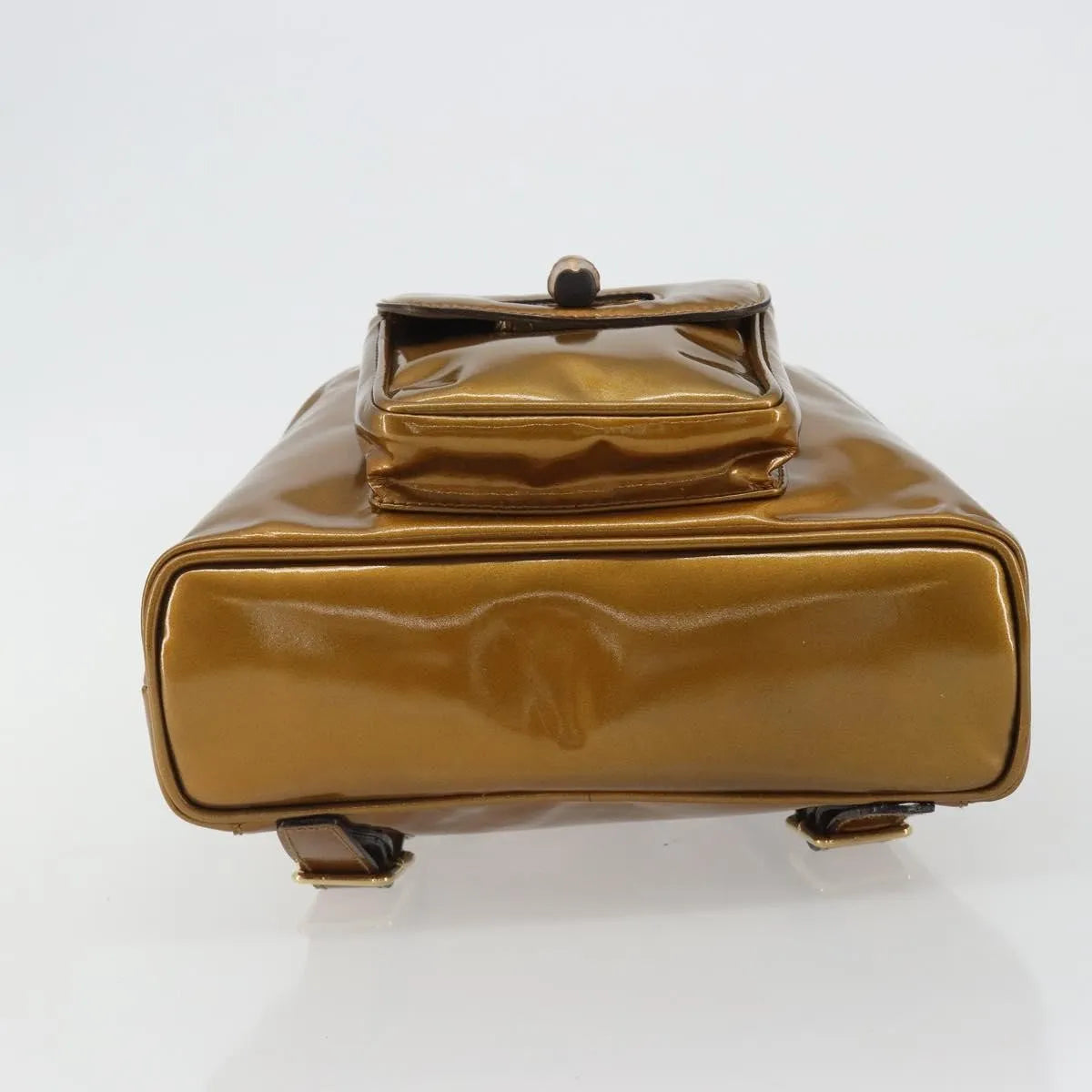 Gucci Vintage Bamboo Patent, Gold, Patent Leather, Backpack