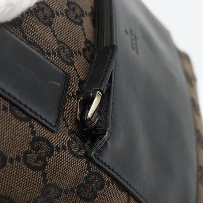 Gucci Vintage Front Pocket Tote GG Coated Canvas with Leather, Black, Canvas, Tote Bag