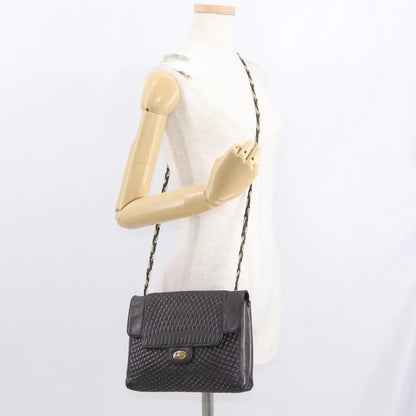 Bally Vintage Chain Quilted Leather, Black, Leather, Shoulder Bag