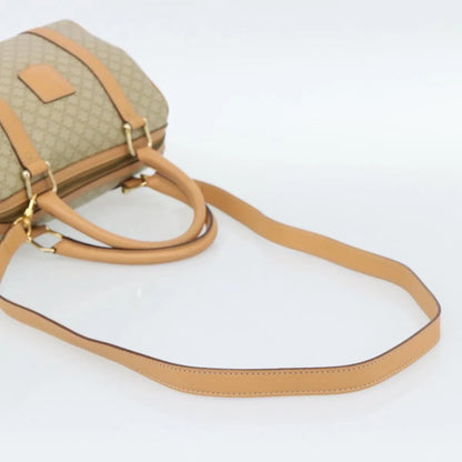 Celine Vintage Macadam Boston Canvas, Beige, Canvas, Handbag