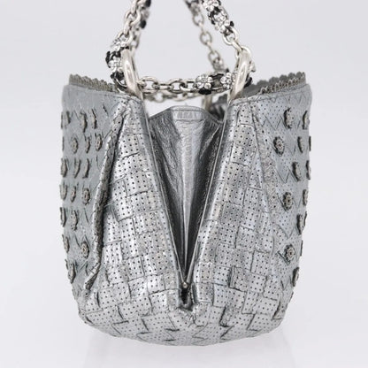 Bottega Veneta Intrecciato Shoulder Leather, Silver, Leather, Shoulder Bag