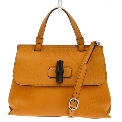 Gucci Bamboo Daily Top Handle Leather, Orange, Leather, Handbag