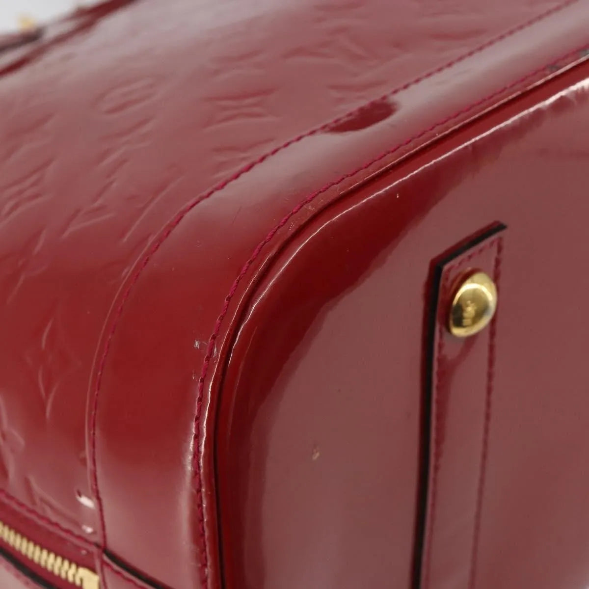 Louis Vuitton Alma Monogram Vernis, Red, Patent Leather, Handbag