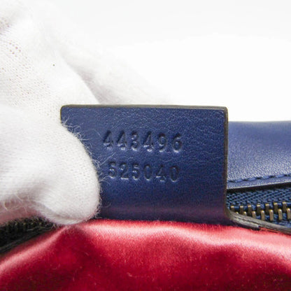Gucci GG Marmont Flap Embroidered Matelasse Velvet, Blue, Velvet, Shoulder Bag