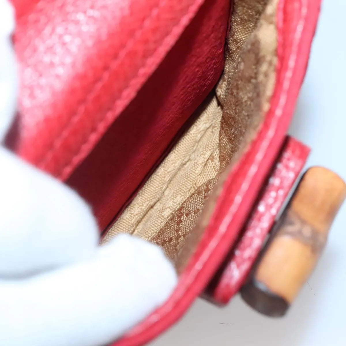 Gucci Vintage Bamboo Suede, Red, Suede, Backpack