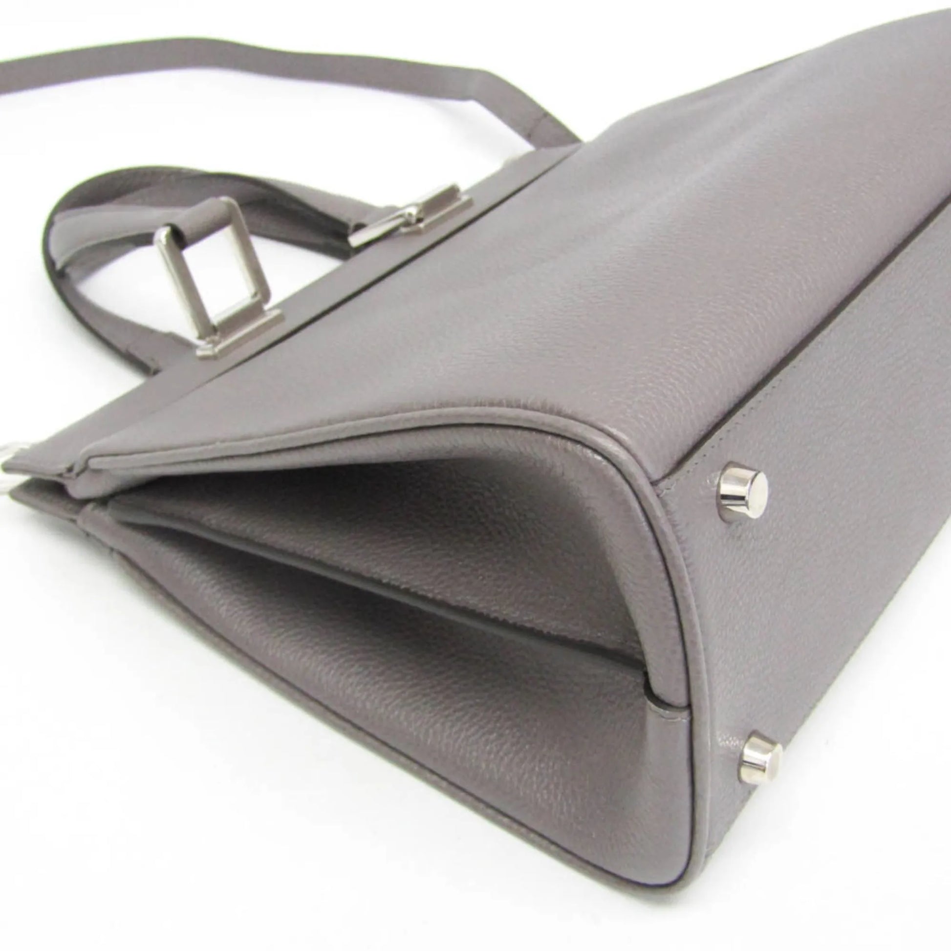 Gucci Zumi Top Handle Leather, Gray, Leather, Handbag