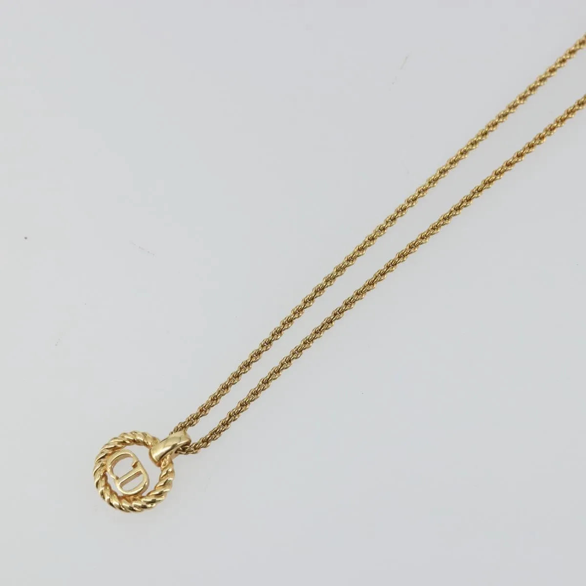 Christian Dior CD Round Pendant Metal, Gold, Metal, Necklace
