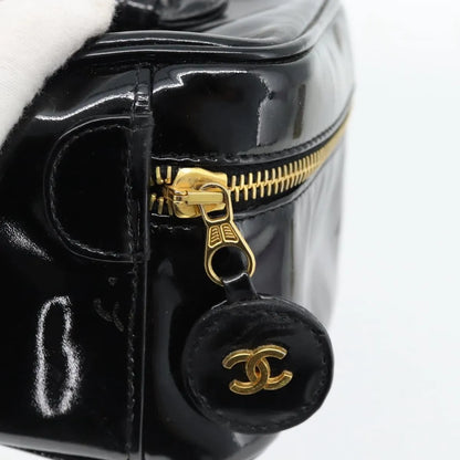 Chanel Vintage Timeless Cosmetic Case Patent, Black, Patent Leather, Handbag