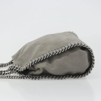 Stella McCartney Falabella Fold Over Faux Leather, Gray, Polyester, Shoulder Bag