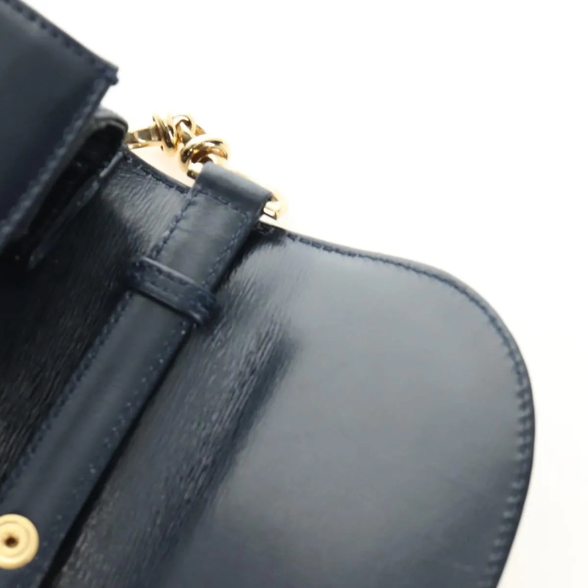 Gucci Chain Flap Leather, Navy, Leather, Shoulder Bag