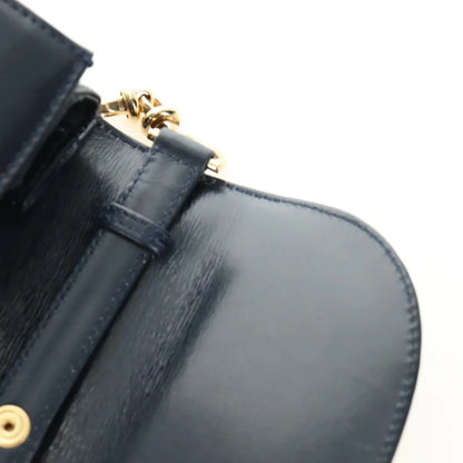 Gucci Chain Flap Leather, Navy, Leather, Shoulder Bag