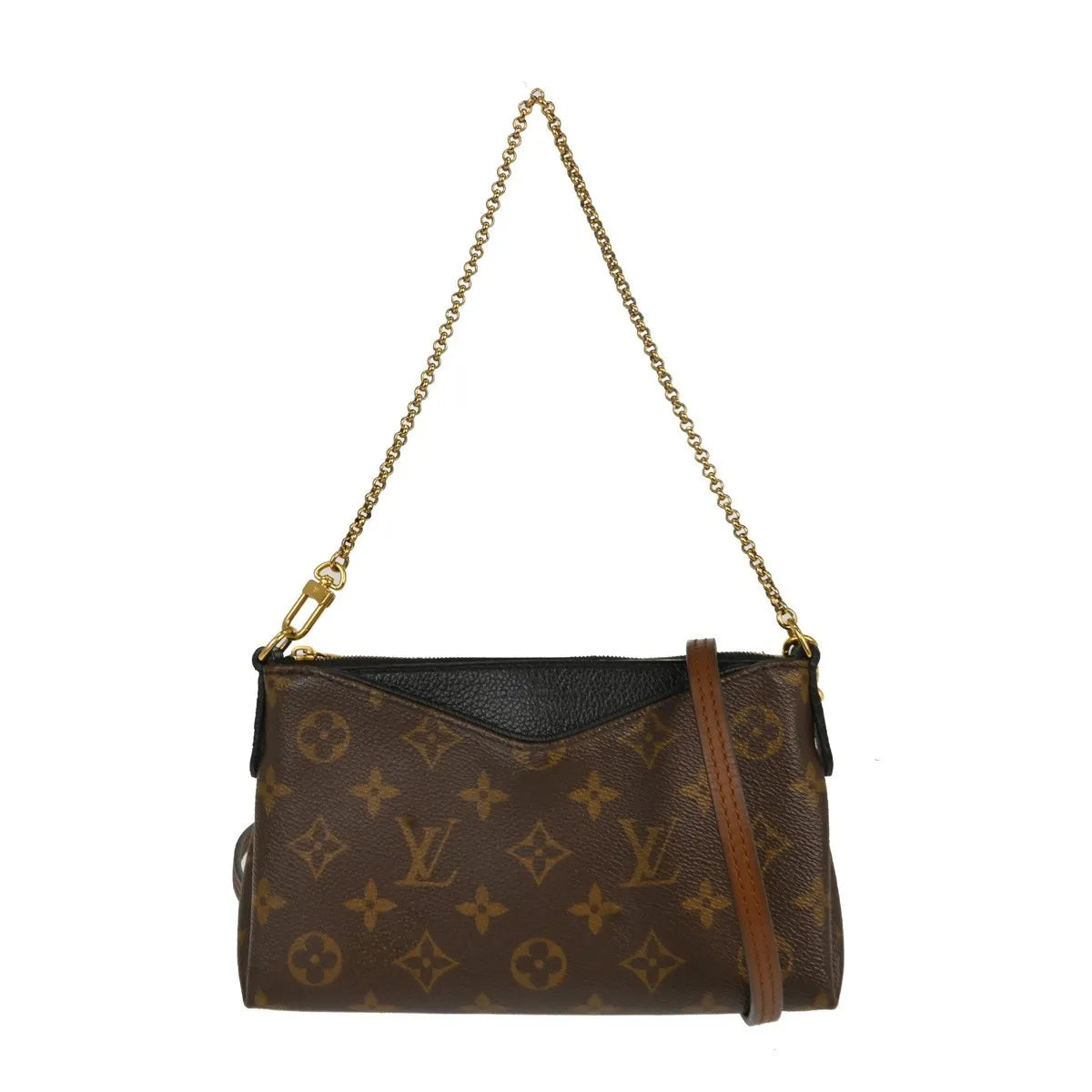 Louis Vuitton Pallas Clutch Monogram Canvas with Leather, Brown, Canvas, Clutch